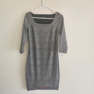 Express Gray Plaid Scoop-Neck Sheath Dress